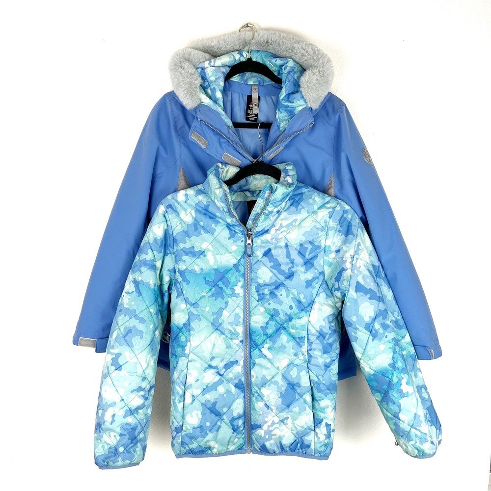 Gerry 2 n 1 Coat & Jacket Girls Large 14/16 Blue Hooded Parka Youth Ski Winter